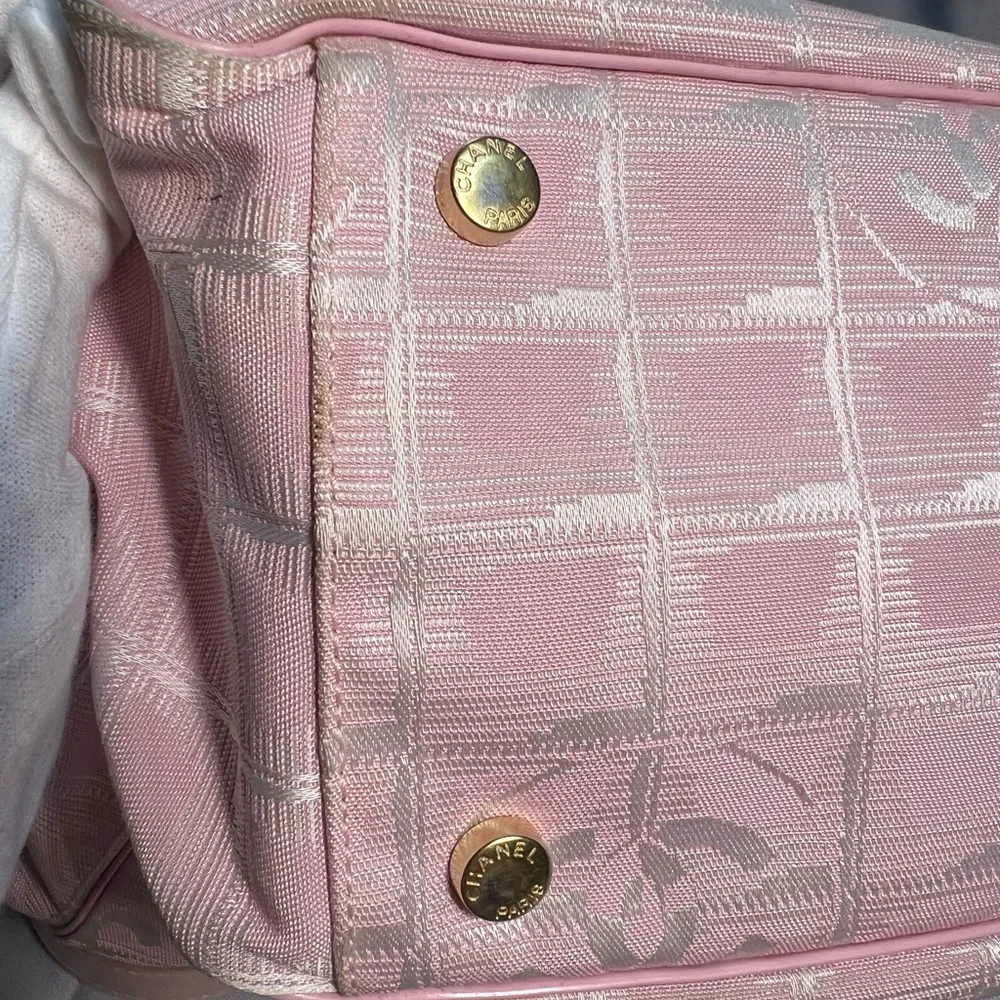 Chanel nylon jacquard with leather handle tote bag - Picture 14 of 14